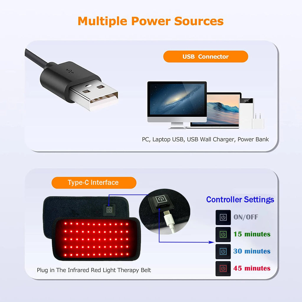 60 Leds Red＆Infrared Light Therapy Belt 850Nm 660Nm Back Burn Fat Wrap Slimming Machine Waist Heat Pad Full Body