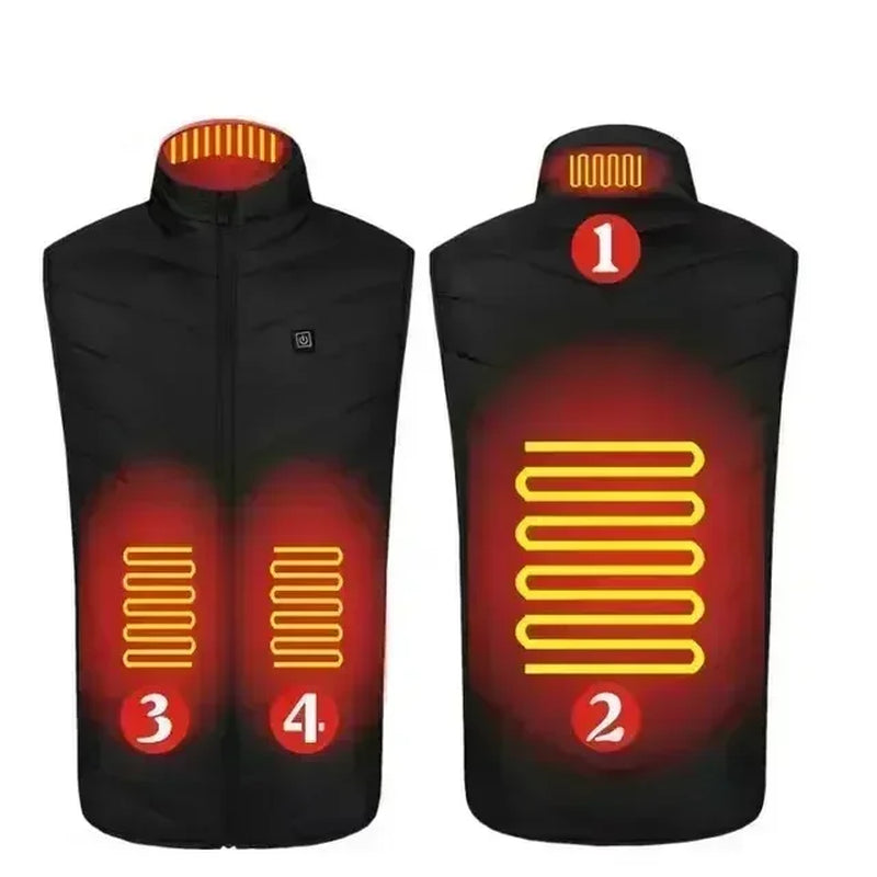 21Areas Heating Vest Men Winter USB Smart Temperature Control Jacket Self-Heating Clothes Women Snow Lightweight Sleeveless Coat