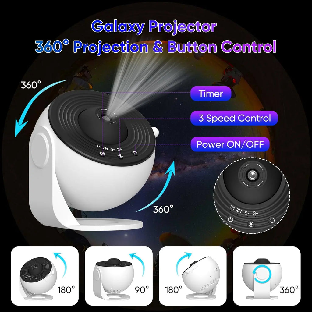 Bedroom Galaxy Projector Night Light HD Image Star Projector 13 Film Discs Kids Planetarium Projector 360° Rotation Galaxy Light