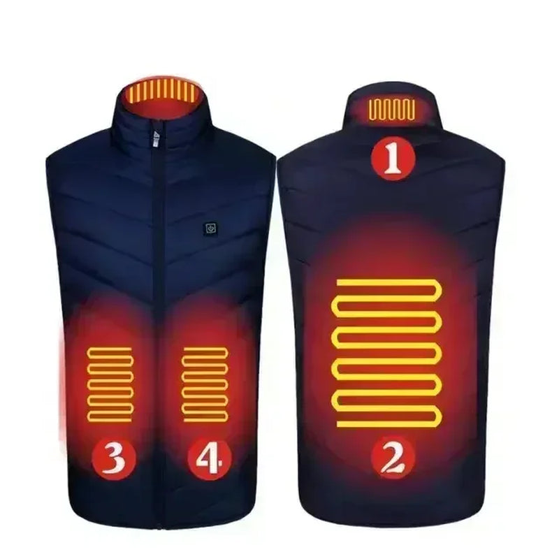 21Areas Heating Vest Men Winter USB Smart Temperature Control Jacket Self-Heating Clothes Women Snow Lightweight Sleeveless Coat