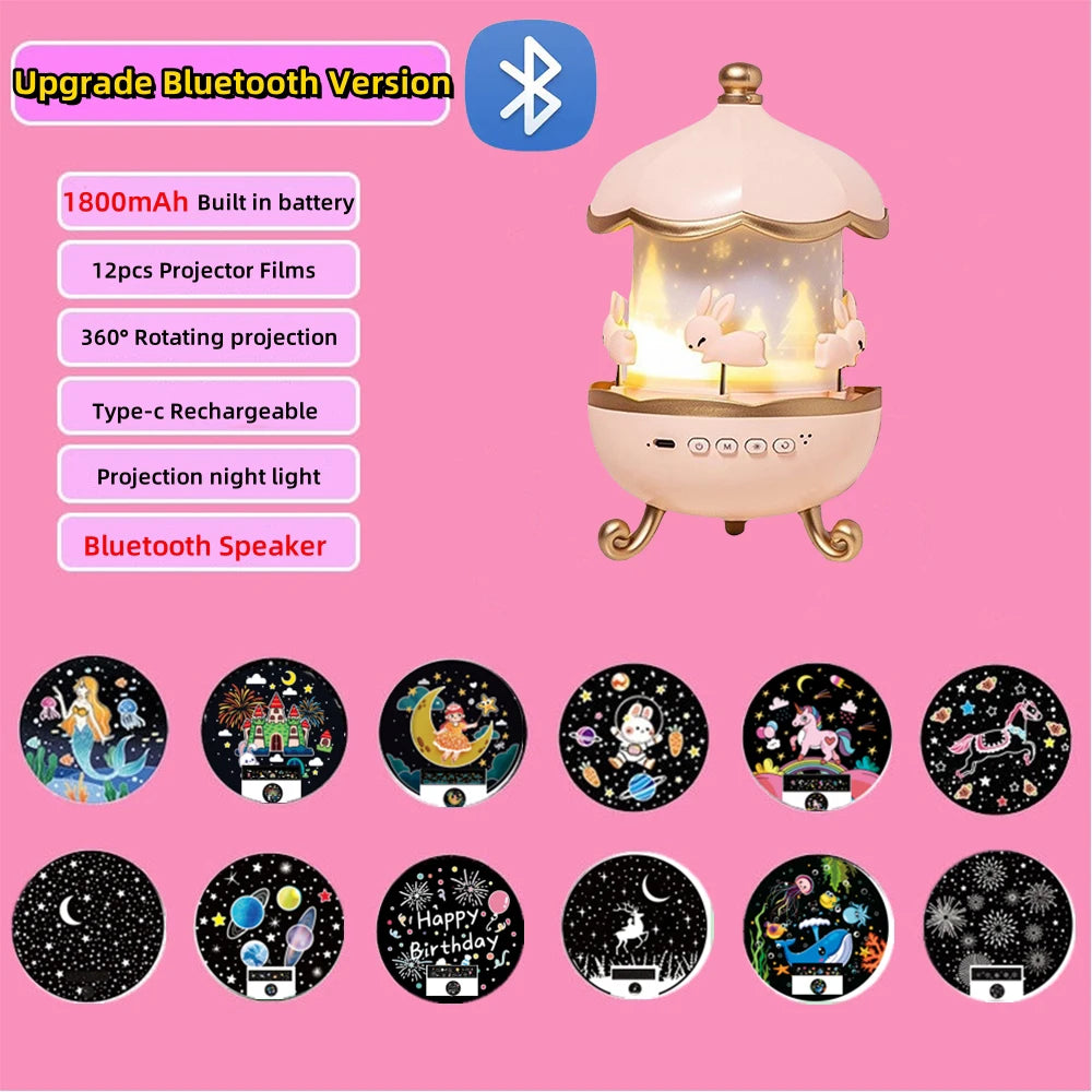 Carousel Projector 21 in 1 Starry Sky Projector Night Light USB Atmosphere Nightlight for Bedroom Decor Kids Birthday Xmas Gifts
