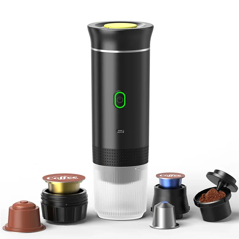Wireless Electric Portable Espresso Coffee Machine for Car & Home Camping Coffee Maker 3-In-1 Capsule Powder Travel Coffee Maker