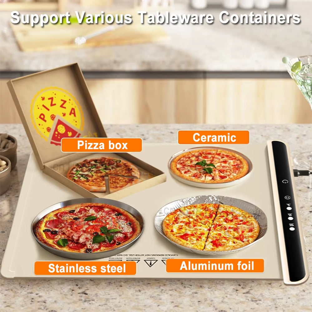 Electric Warming Tray Food Warmer Plate Foldable Portable Smart Food Fast Heating Mat Electric Warming Tray with 3 Tem Setting