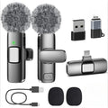 Mini Wireless Lavalier Microphone for Android Lapel Lav Mic with Noise Reduction for Vlog Youtube Tiktok Audio Video Recording