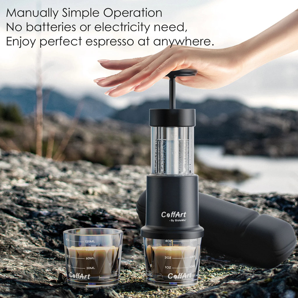 2 in 1 Manual Espresso Coffee Machine Hot/Cold Portable Coffee Maker for NS Capsules & Ground Hand Press,Hiking Camping