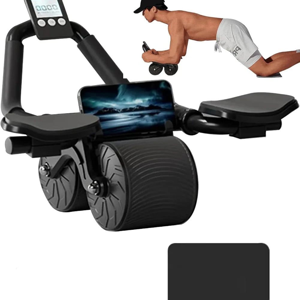 Elbow Support Automatic Rebound Abdominal Wheel Core Muscle Ab Trainer with Counter Display Fitness Exercise Roller Wheel