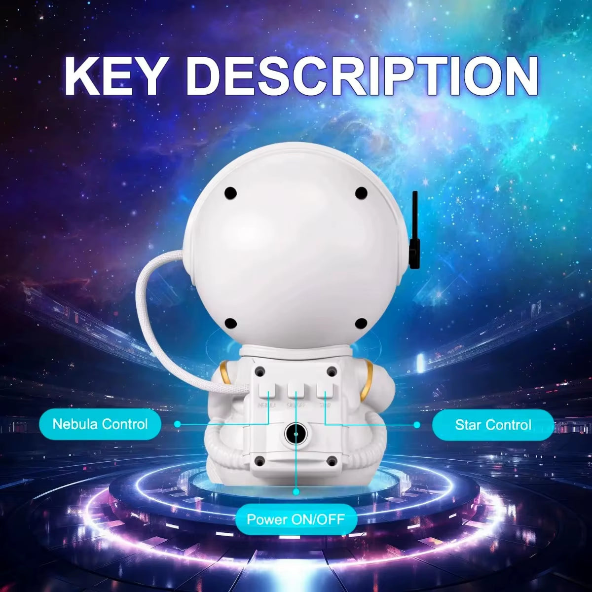 Galaxy Star Projector Night Lights, Starry Sky, Astronaut Atmosphere LED Lamp Decorative Bedroom Ceiling for Kids Children Gifts