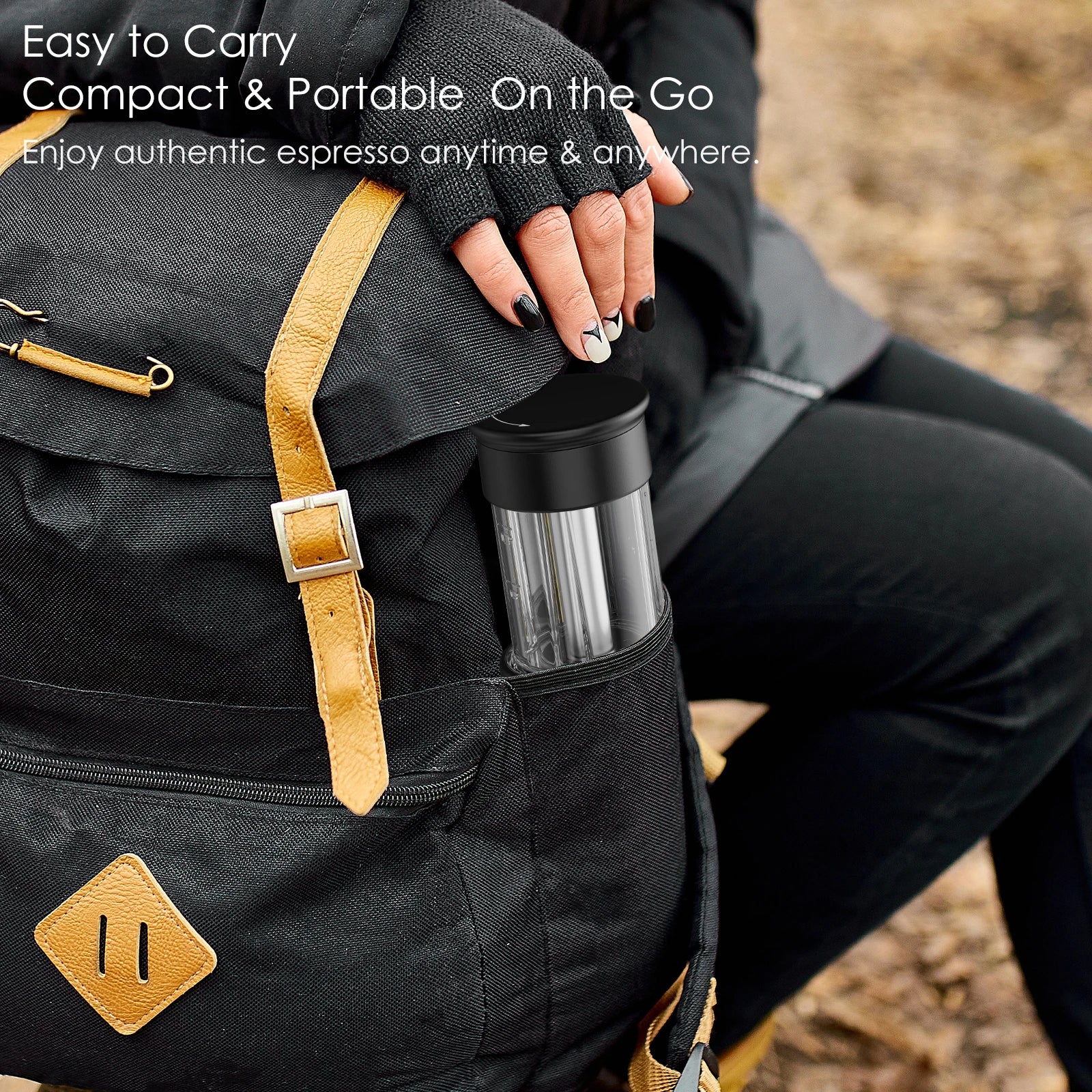 2 in 1 Manual Espresso Coffee Machine Hot/Cold Portable Coffee Maker for NS Capsules & Ground Hand Press,Hiking Camping