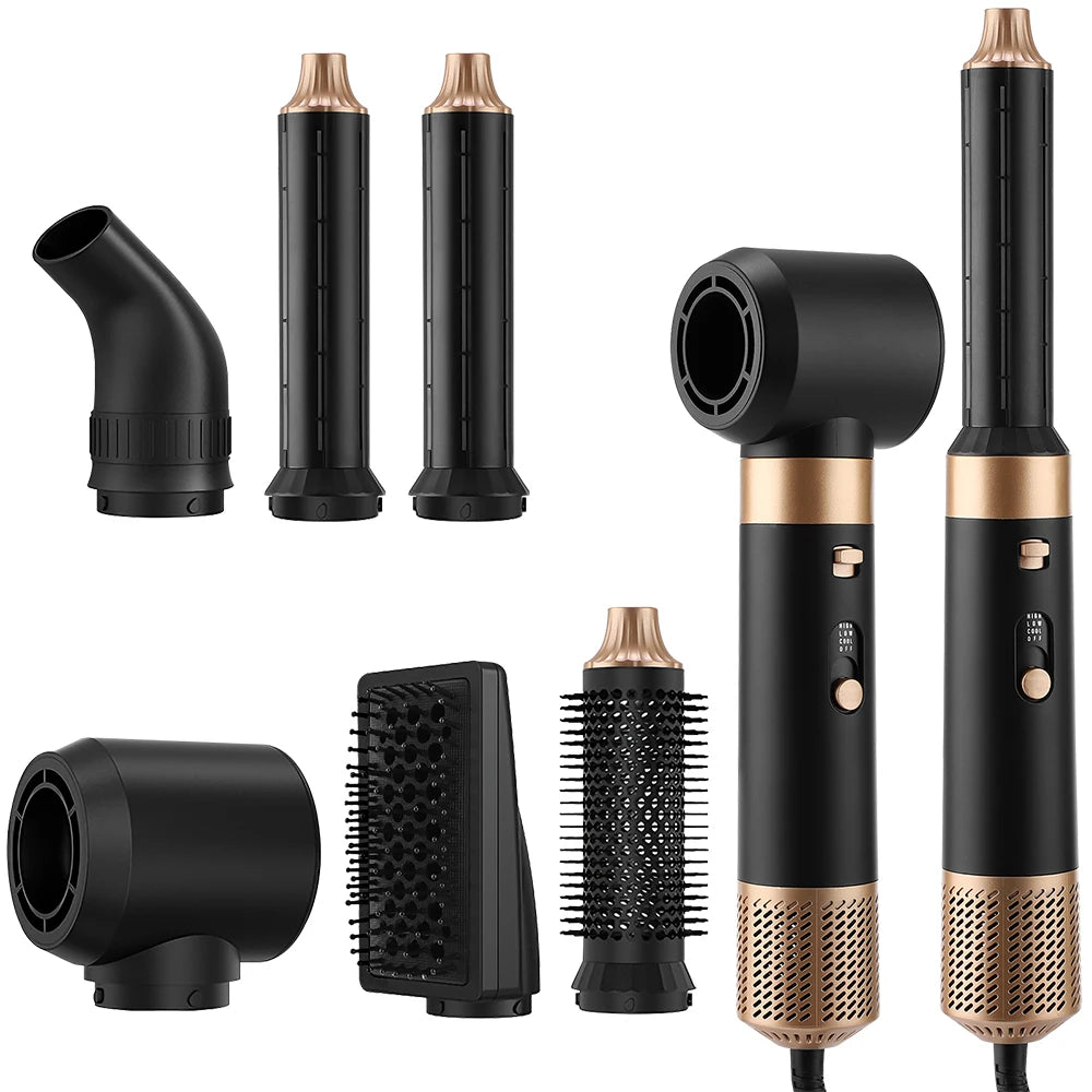 6 in 1 Hot Air Brush Low Noise Damage Free Styling Wet Dry Use One Step Hair Dryer and Volumizer Hair Styling Tool Home Salon