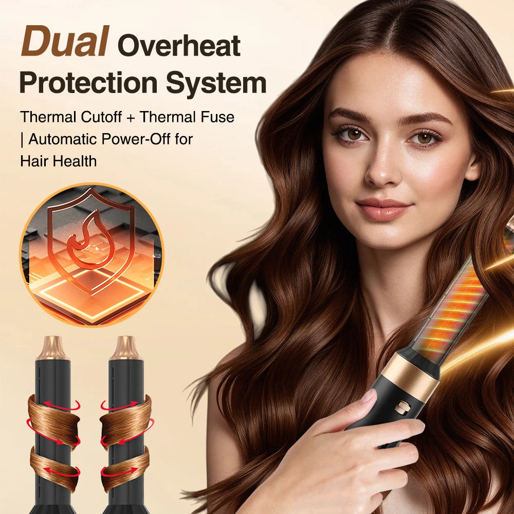 6 in 1 Hot Air Brush Low Noise Damage Free Styling Wet Dry Use One Step Hair Dryer and Volumizer Hair Styling Tool Home Salon