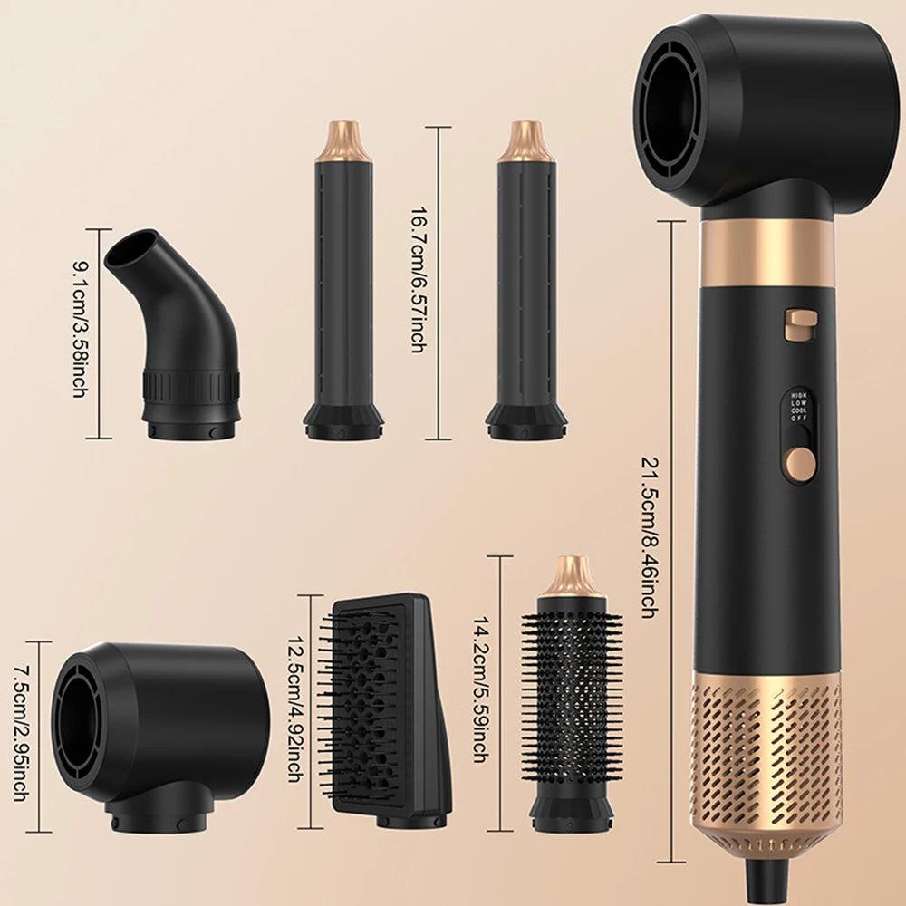 6 in 1 Hot Air Brush Low Noise Damage Free Styling Wet Dry Use One Step Hair Dryer and Volumizer Hair Styling Tool Home Salon