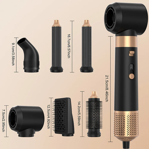 6 in 1 Hot Air Brush Low Noise Damage Free Styling Wet Dry Use One Step Hair Dryer and Volumizer Hair Styling Tool Home Salon