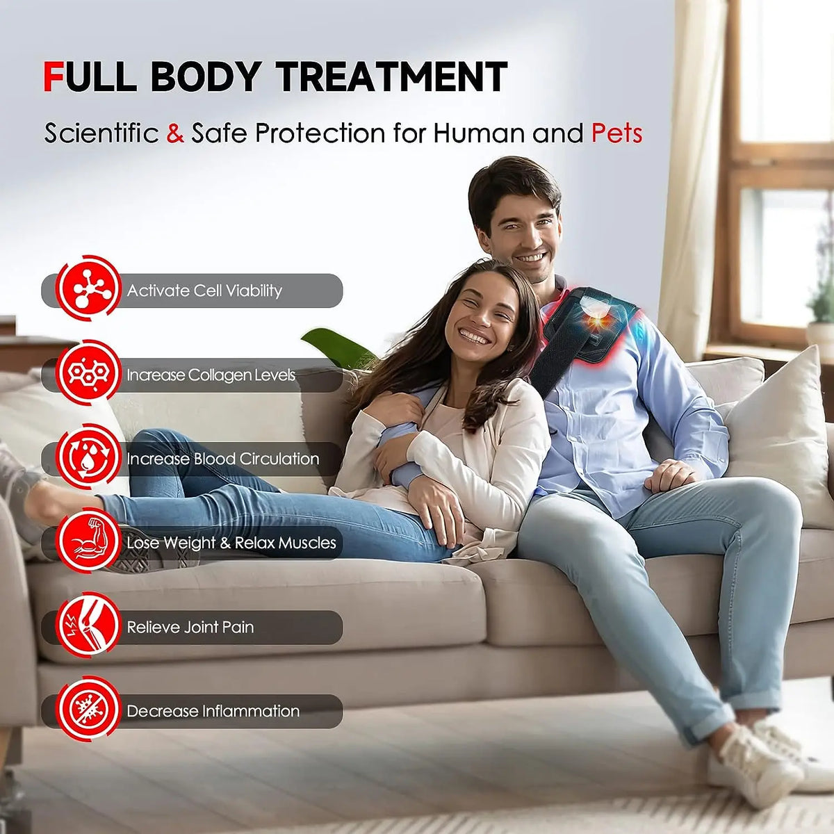 60 Leds Red＆Infrared Light Therapy Belt 850Nm 660Nm Back Burn Fat Wrap Slimming Machine Waist Heat Pad Full Body