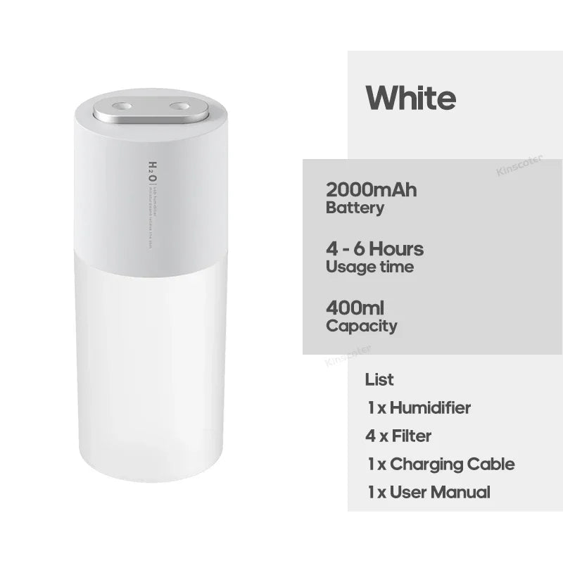 Air Humidifier Portable Double Mist 300Ml Cold Mist Diffuser 2000Mah Humidifier Car Air Purifier USB Mini Air Freshener Gift New