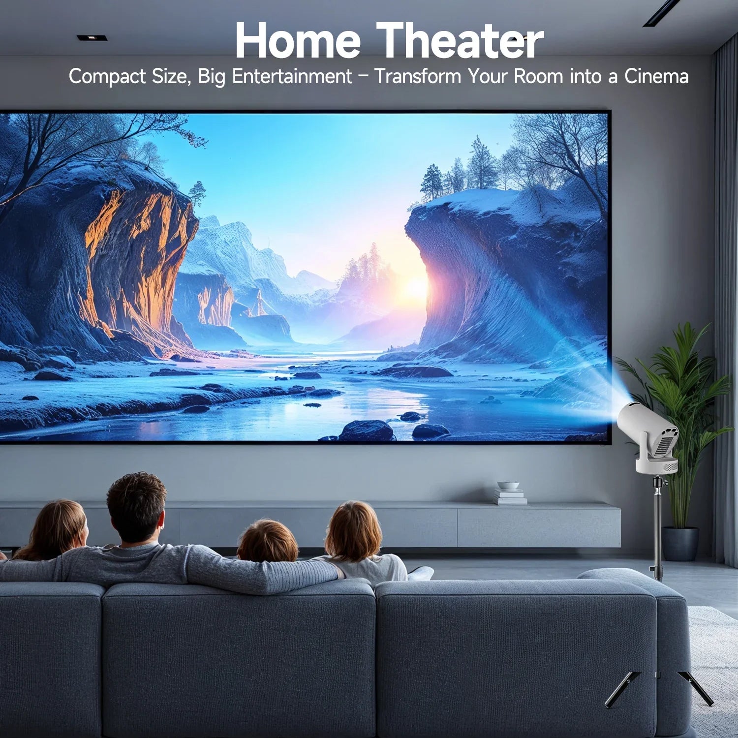 HY300 Pro + Projector 8K 720P with 5W Speaker Android 14 8000 Lumens Wifi 6 BT5.4 Outdoor Video Home Theater Projector
