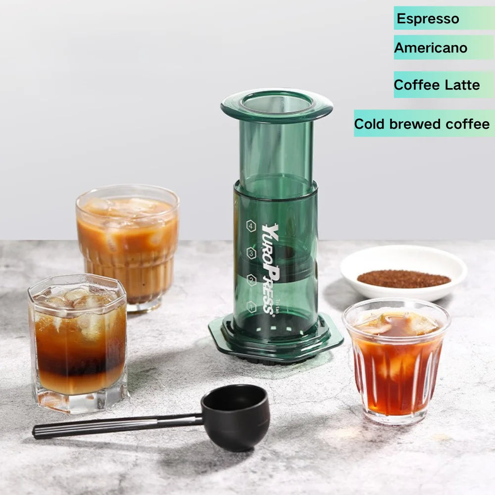 Tritan Portable Espresso Coffee Machine for Car Home Camping Powder Travel Coffee Maker French Press Hand Press, Hiking Camping