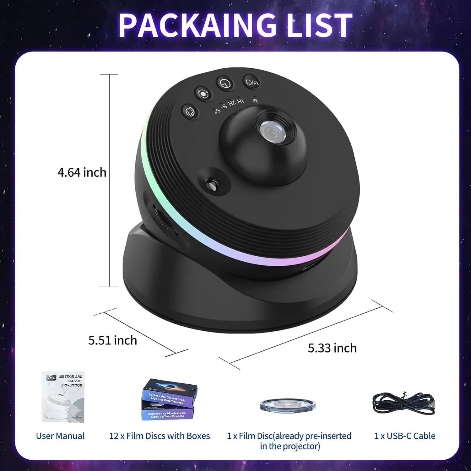 13 in 1 Galaxy Star Projector 4K HD Planetarium Projector 360° Rotation LED Night Light for Bedroom Decor Children Gift