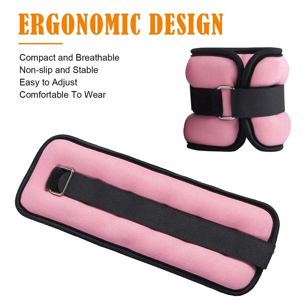 1Pair Adjustable Ankle & Wrist Weights (0.5Kg/1Kg) - Neoprene Leg Arm Straps for Running, Yoga - Strength Training for Women Men