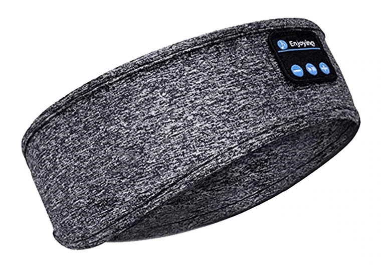 Gray Bluetooth sleep mask and USB charging cable
