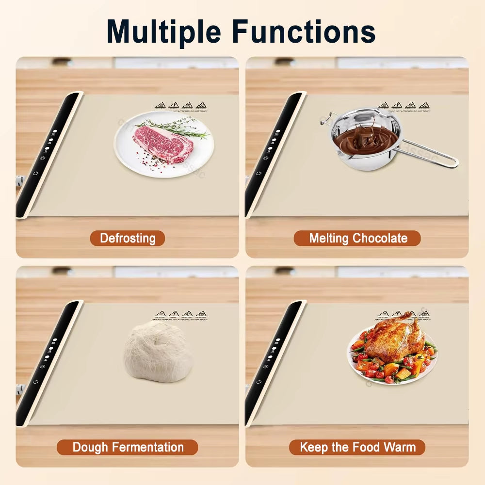 Electric Warming Tray Food Warmer Plate Foldable Portable Smart Food Fast Heating Mat Electric Warming Tray with 3 Tem Setting