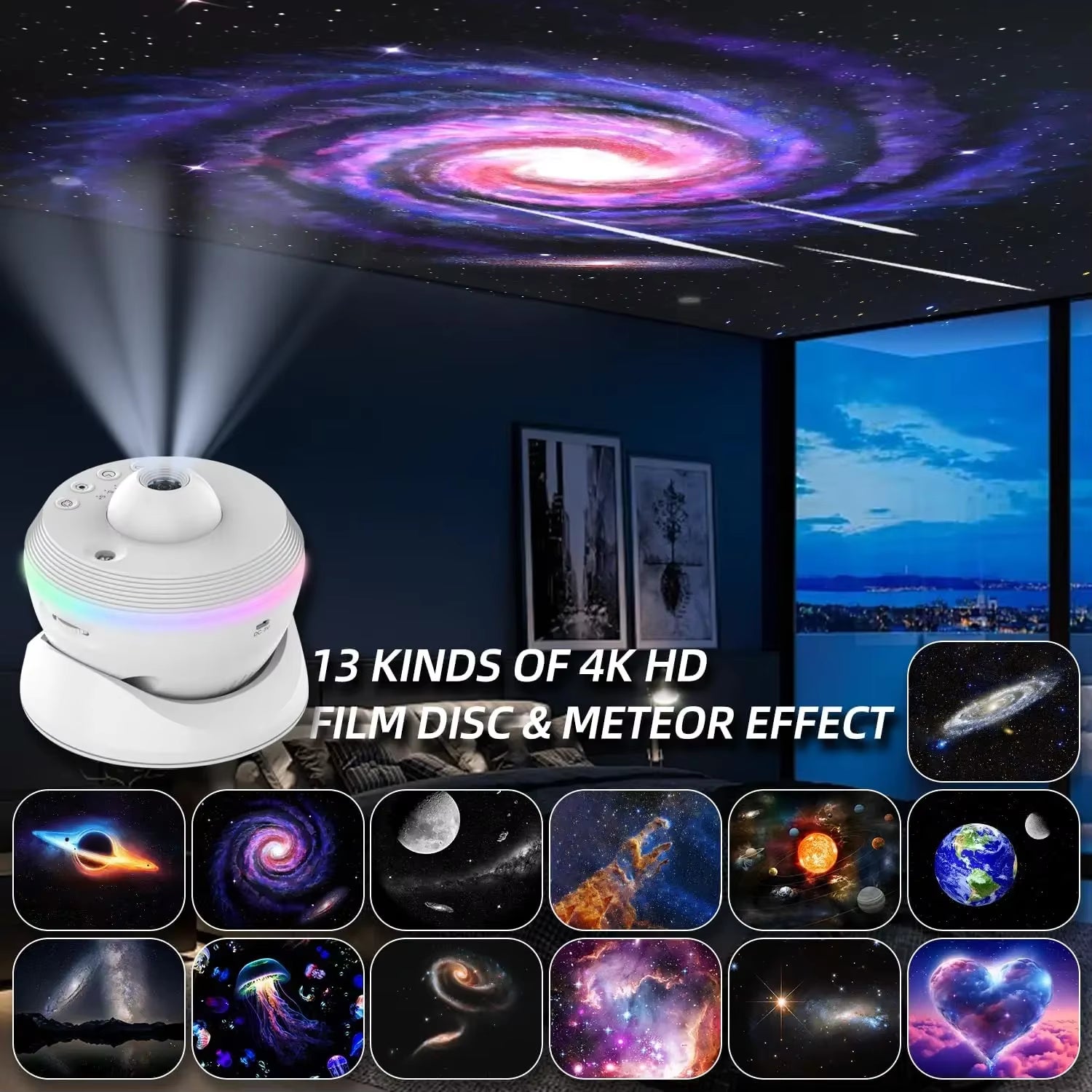 13 in 1 Galaxy Star Projector 4K HD Planetarium Projector 360° Rotation LED Night Light for Bedroom Decor Children Gift