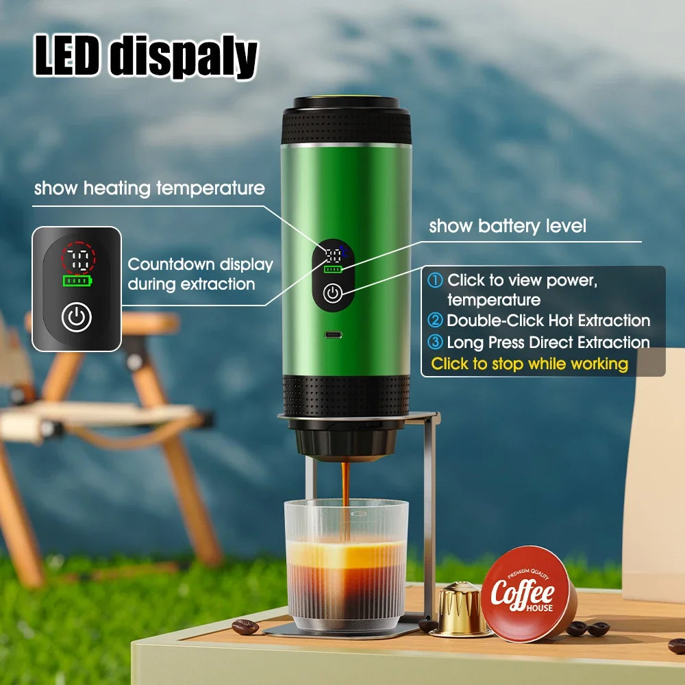 3-In-1 Capsule Coffee Maker with Digital Display Portable Espresso Coffee Machine for Car & Home Camping Coffee Maker