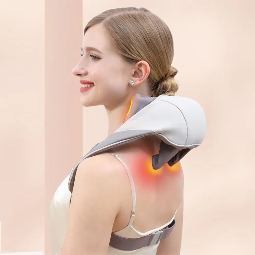 Bionic Neck Shoulder Massager Heated Back Massagers Electric Kneading Muscles Massage Pillow Neck Waist Leg Body ﻿3-Level Modes