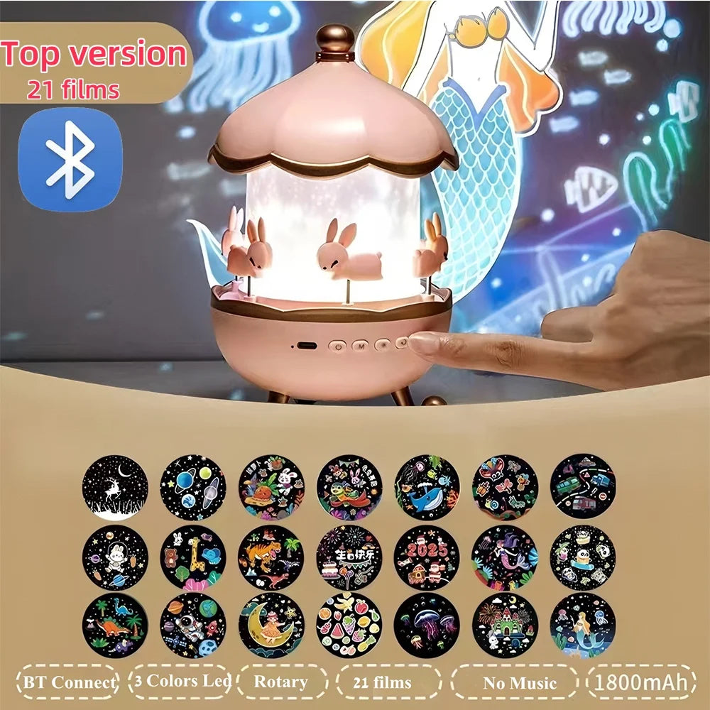 Carousel Projector 21 in 1 Starry Sky Projector Night Light USB Atmosphere Nightlight for Bedroom Decor Kids Birthday Xmas Gifts