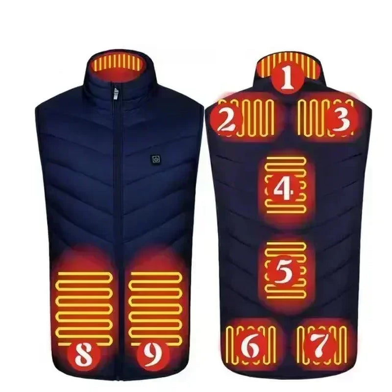 21Areas Heating Vest Men Winter USB Smart Temperature Control Jacket Self-Heating Clothes Women Snow Lightweight Sleeveless Coat