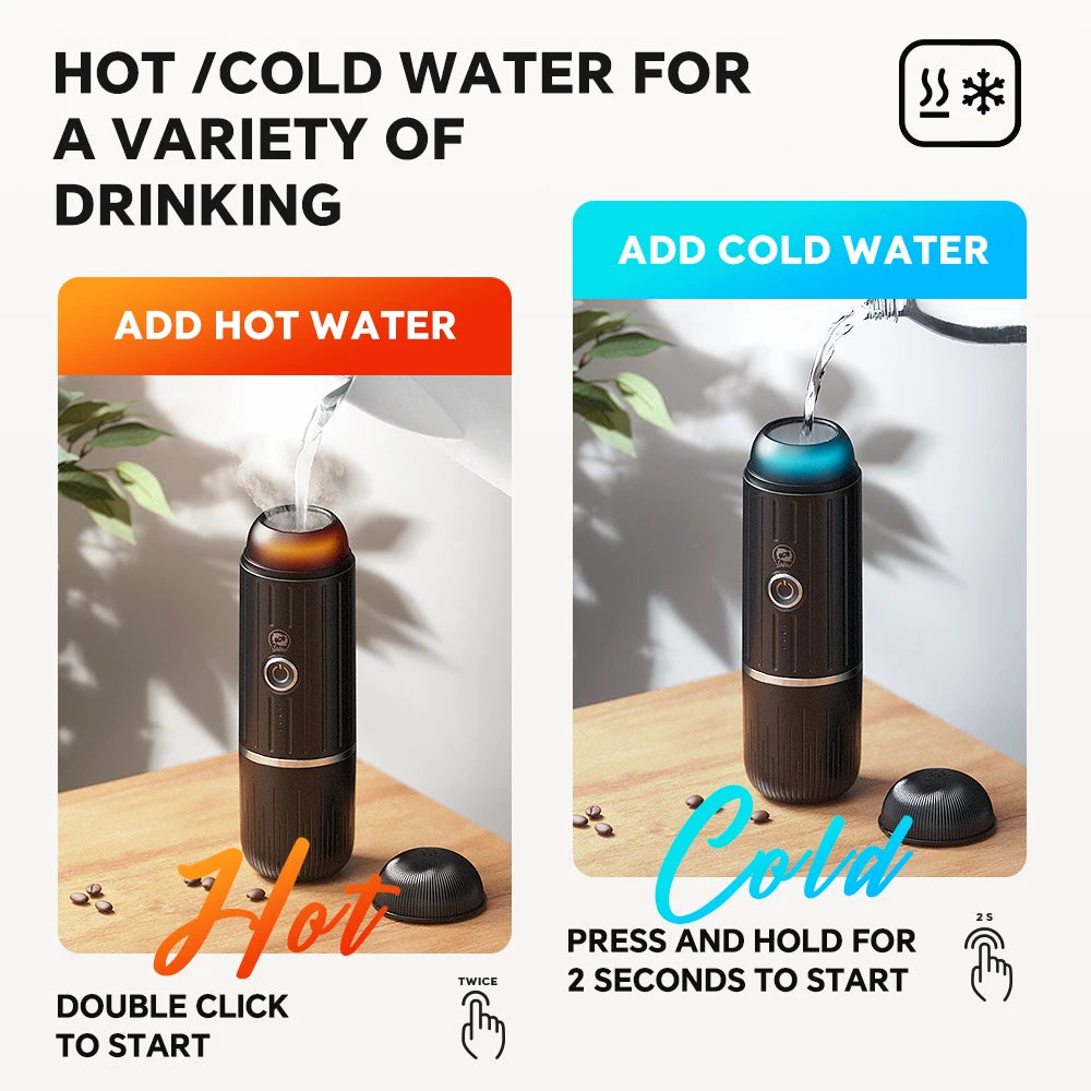 Icafilas Wireless Electric Portable Espresso Coffee Machine for Car & Home Camping Coffee Maker Fit Nespresso Capsule Powder